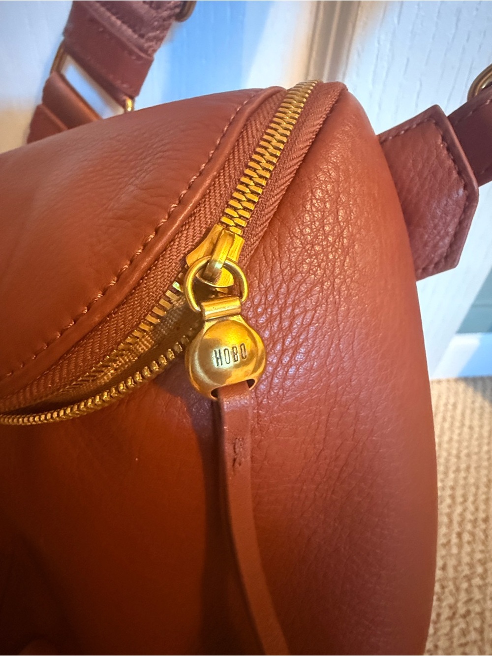 HOBO Cognac Brown Leather Crossbody Bag - Picture 3 of 5